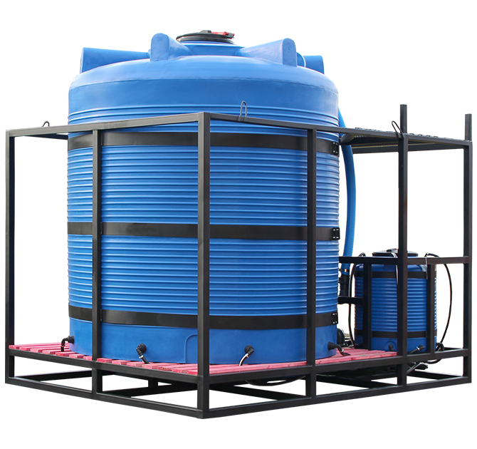 Стационарный растворный узел 10 кубм с миксером 300 л и пластиковой химстойкой мотопомпой
